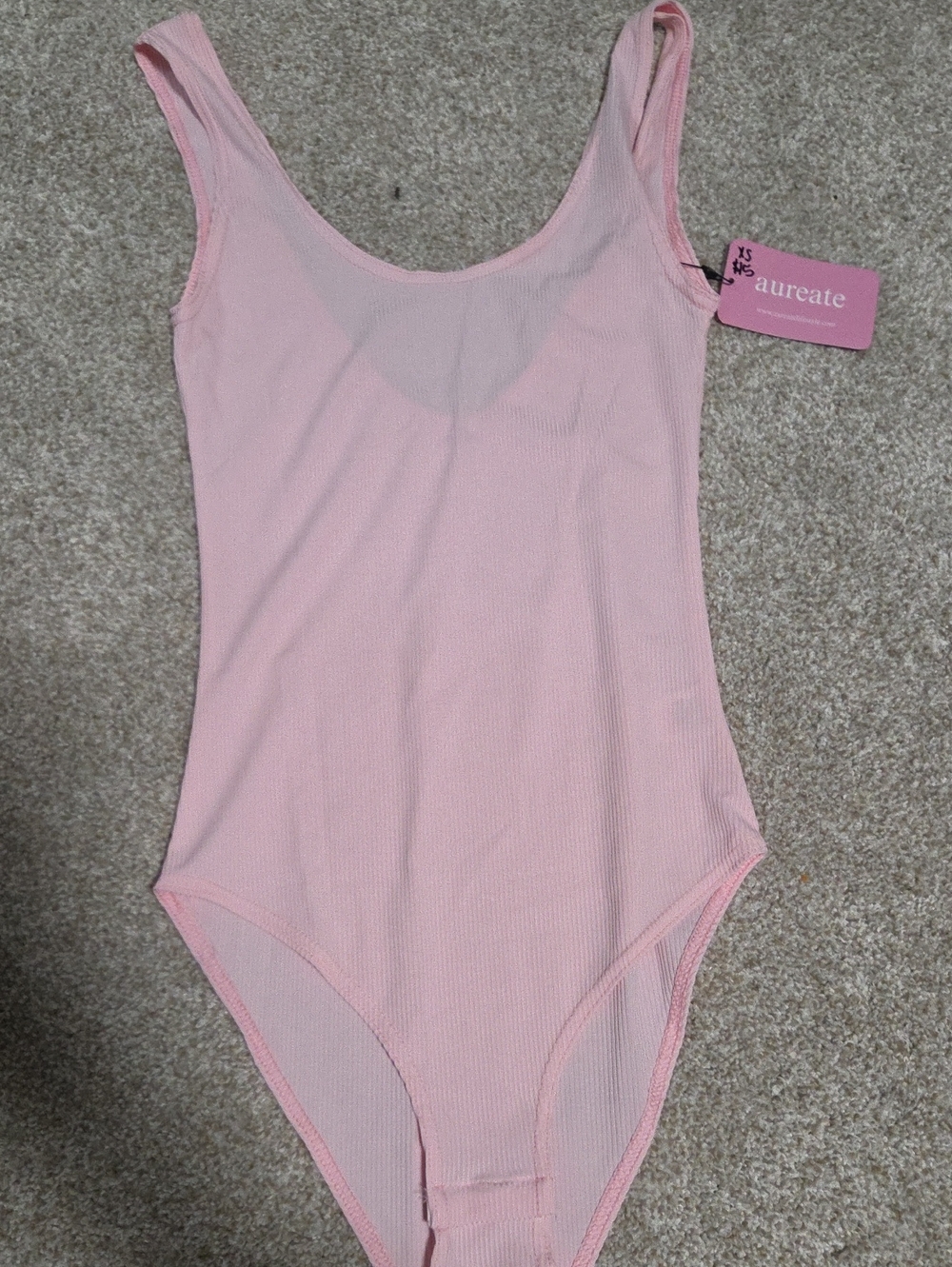 Aurate Soft Pink Ribbed One-Piece Bodysuit